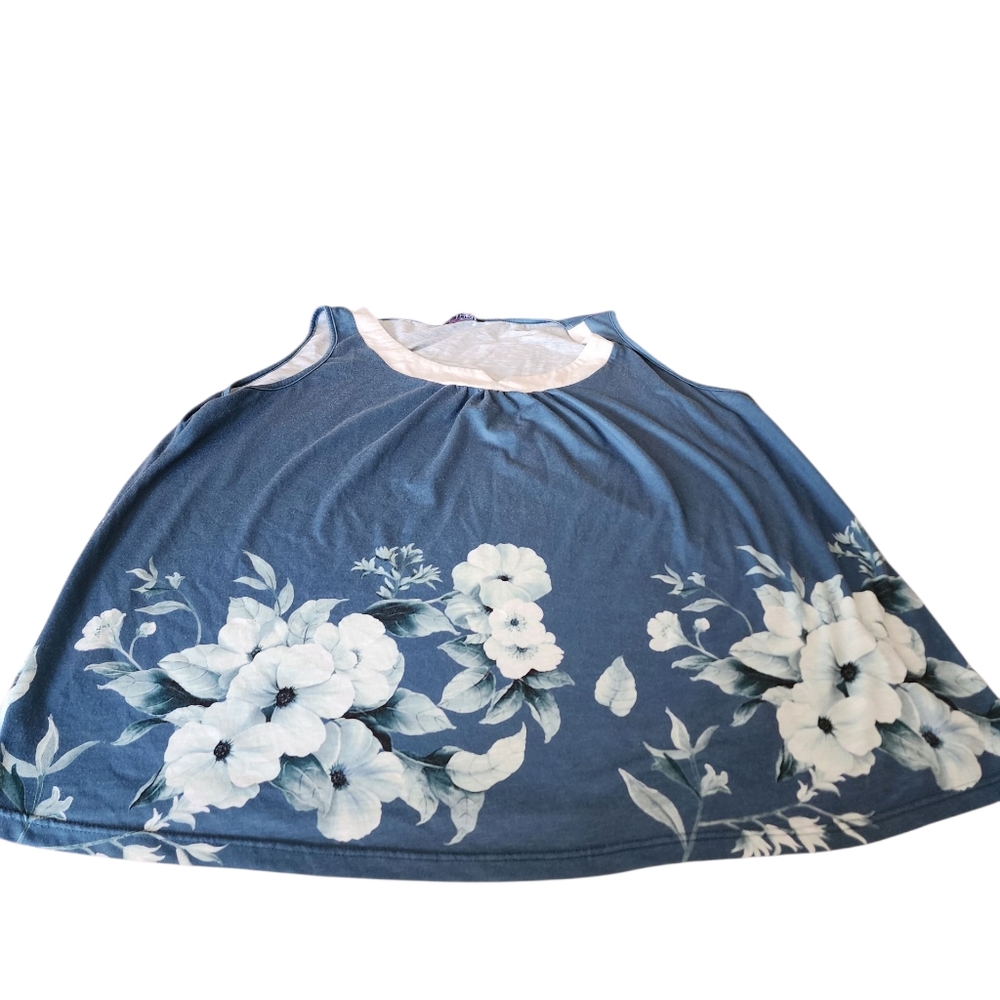 Plus Size Women's Floral Blue/Teal Women's Tank Top
